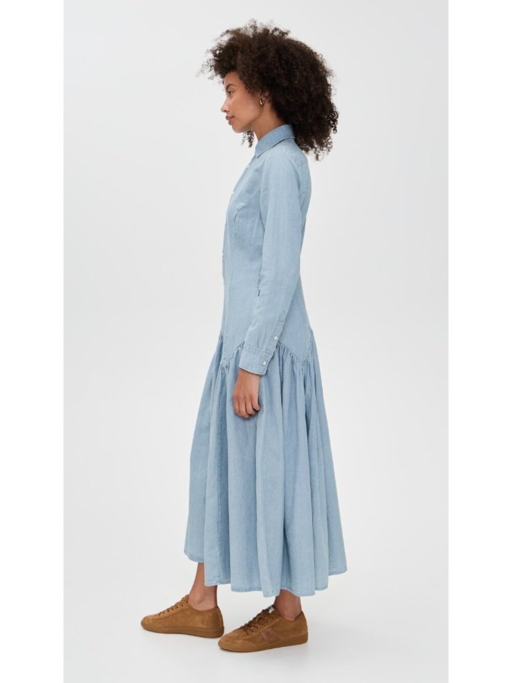 NWT Polo Ralph Lauren Cotton-Linen Chambray Midi in Pacific Blue Shirt Dress 4 - Picture 3 of 14